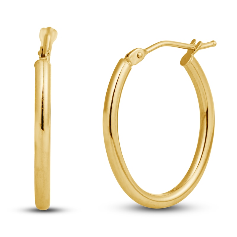 Main Image 2 of High-Polish Oval Hoop Earrings 14K Yellow Gold 18.0mm