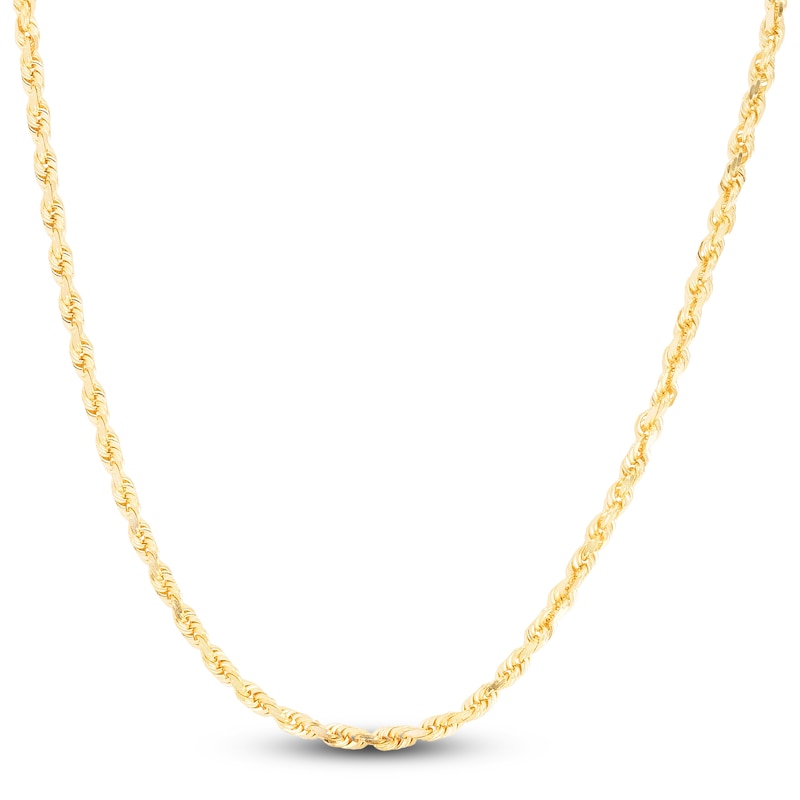Main Image 1 of Men's Solid Diamond-Cut Rope Chain Necklace 14K Yellow Gold 20" 3.5mm