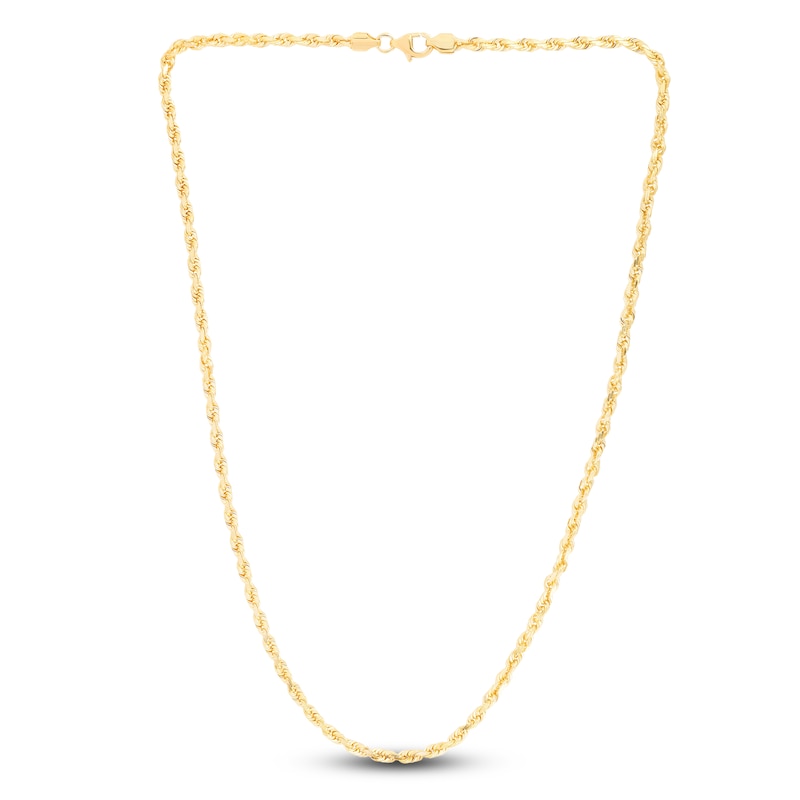 Main Image 2 of Men's Solid Diamond-Cut Rope Chain Necklace 14K Yellow Gold 20" 3.5mm
