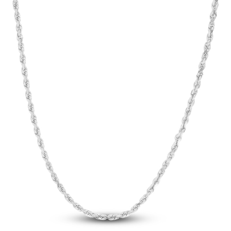 Solid Diamond-Cut Rope Chain Necklace 14K White Gold 20" 2.5mm
