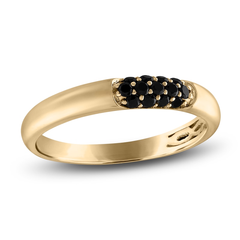 Bleecker and Prince Triple Black Diamond Ring in 14K Yellow Gold