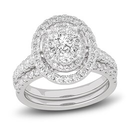 Diamond Bridal Set 1-1/2 ct tw Oval/Round 14K White Gold