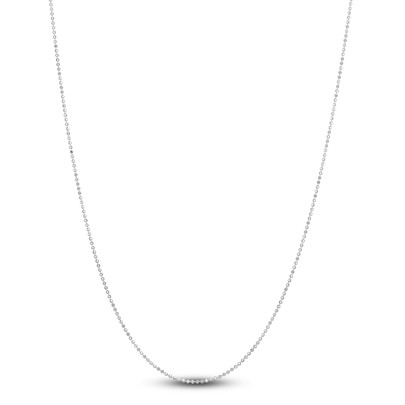 Main Image 1 of Solid Diamond-Cut Beaded Chain Necklace 14K White Gold 18" 1.1mm