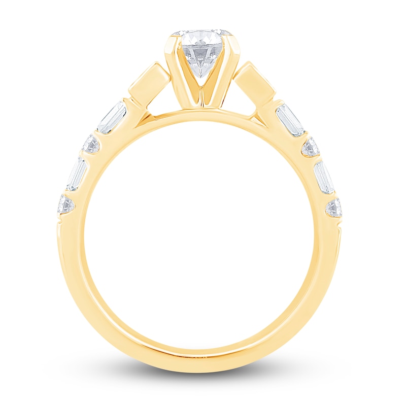 Main Image 3 of Diamond Engagement Ring 1-1/4 ct tw Round/Princess/Baguette 14K Yellow Gold