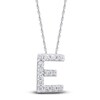 Thumbnail Image 1 of Diamond Letter E Necklace 1/20 ct tw Round 14K White Gold 18"