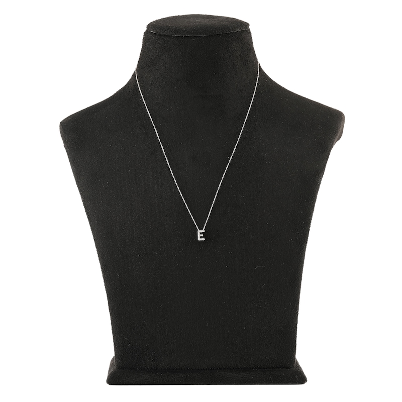 Main Image 3 of Diamond Letter E Necklace 1/20 ct tw Round 14K White Gold 18"