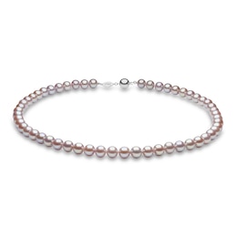 Yoko London Pink Freshwater Cultured Pearl Necklace 18K White Gold 18"