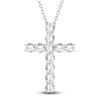 Thumbnail Image 1 of Lab-Grown Diamond Cross Pendant Necklace 5-1/2 ct tw Round 14K White Gold