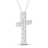 Thumbnail Image 2 of Lab-Grown Diamond Cross Pendant Necklace 5-1/2 ct tw Round 14K White Gold