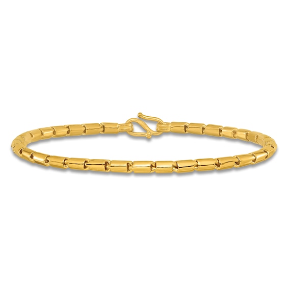 High-Polish Barrel Chain Bracelet 24K Yellow Gold 8" 3.2mm