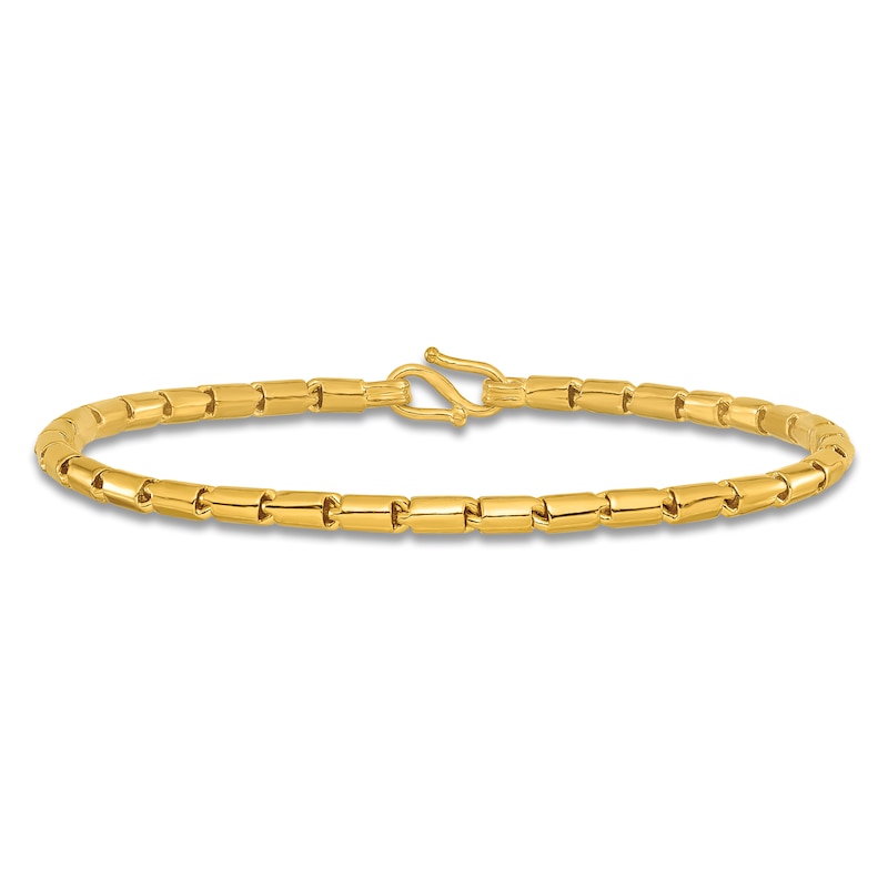Main Image 1 of High-Polish Barrel Chain Bracelet 24K Yellow Gold 8" 3.2mm