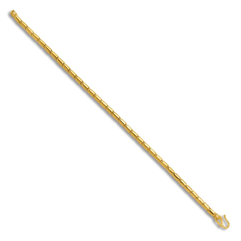 Main Image 2 of High-Polish Barrel Chain Bracelet 24K Yellow Gold 8" 3.2mm