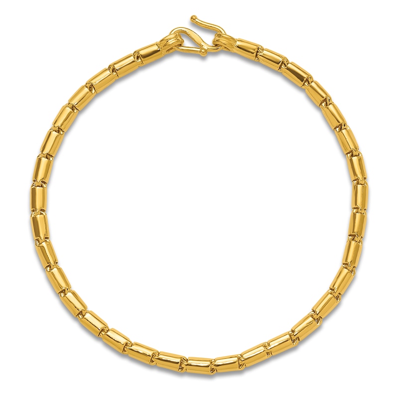 Main Image 4 of High-Polish Barrel Chain Bracelet 24K Yellow Gold 8" 3.2mm