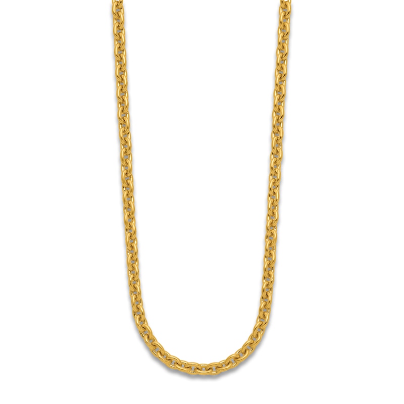 Main Image 2 of High-Polish Open Oval Chain Necklace 24K Yellow Gold 24" 5.4mm