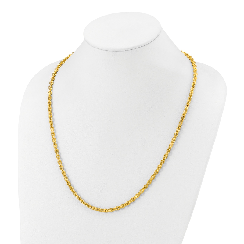 Main Image 3 of High-Polish Open Oval Chain Necklace 24K Yellow Gold 24" 5.4mm