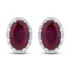 Thumbnail Image 1 of Natural Ruby Stud Earrings 1/8 ct tw Diamonds 14K White Gold