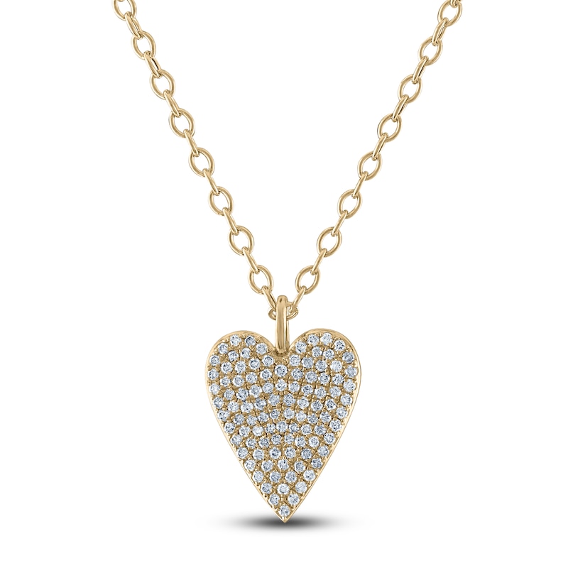 Main Image 1 of Reversible Black & White Diamond Heart Pendant Necklace 2-7/8 ct tw Round 14K Yellow Gold 18"