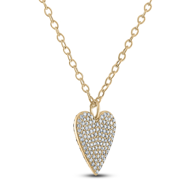 Main Image 2 of Reversible Black & White Diamond Heart Pendant Necklace 2-7/8 ct tw Round 14K Yellow Gold 18"
