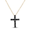 Thumbnail Image 1 of Black Diamond Cross Pendant Necklace 1/3 ct tw Round 14K Yellow Gold 18"