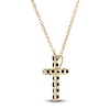 Thumbnail Image 3 of Black Diamond Cross Pendant Necklace 1/3 ct tw Round 14K Yellow Gold 18"