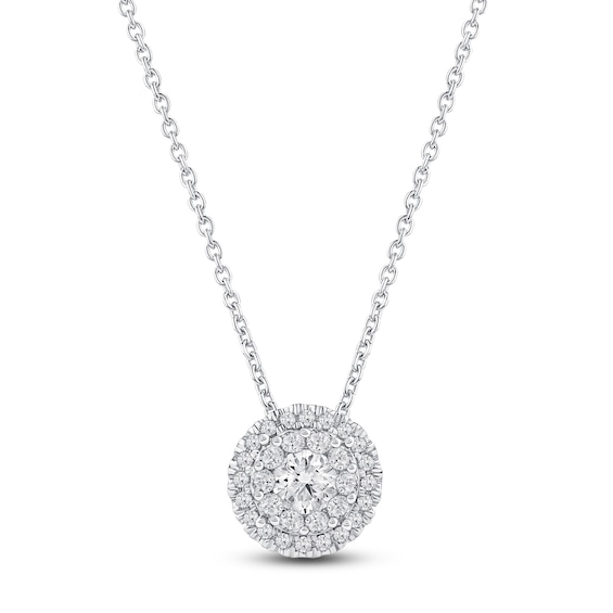 Jared Signature Diamond Halo Pendant Necklace 1/2 ct tw 10K White Gold