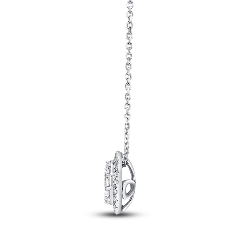 Main Image 3 of Diamond Halo Pendant Necklace 1/2 ct tw 10K White Gold