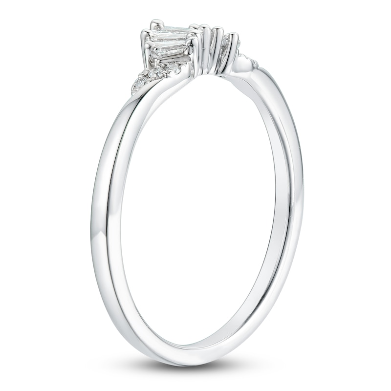 Main Image 2 of Round & Baguette-Cut Diamond Contour Anniversary Band 1/6 ct tw 14K White Gold
