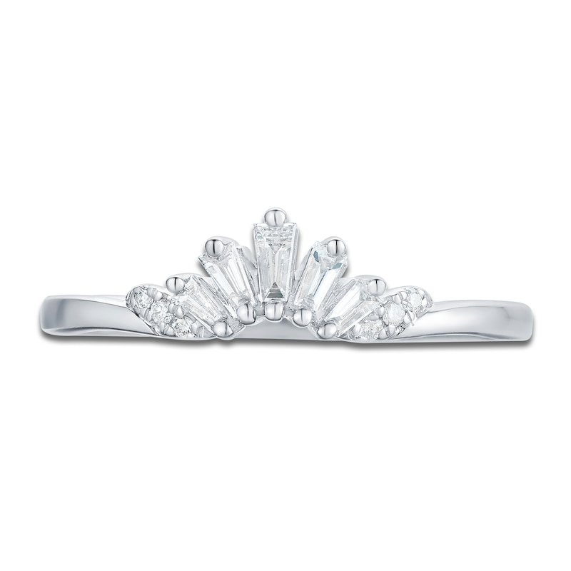 Main Image 3 of Round & Baguette-Cut Diamond Contour Anniversary Band 1/6 ct tw 14K White Gold