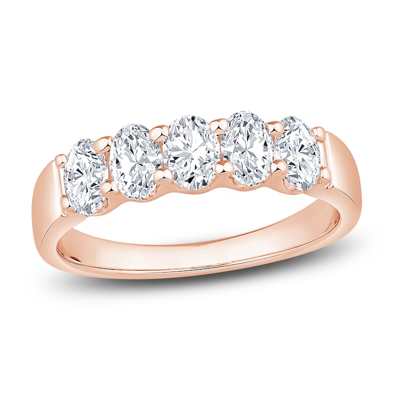 Oval-Cut Diamond 5-Stone Anniversary Band 1 ct tw 14K Rose Gold