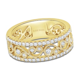 Kirk Kara Round Diamond 1/2 ct tw Wide Lace Wedding Band 14K Yellow Gold