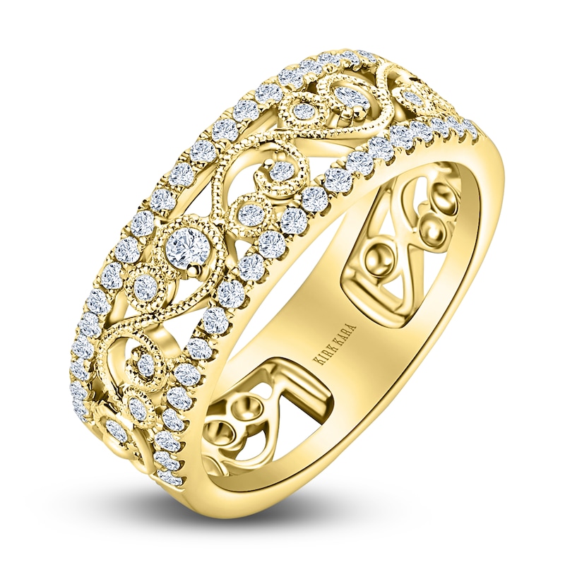 Main Image 2 of Kirk Kara Round Diamond 1/2 ct tw Wide Lace Wedding Band 14K Yellow Gold