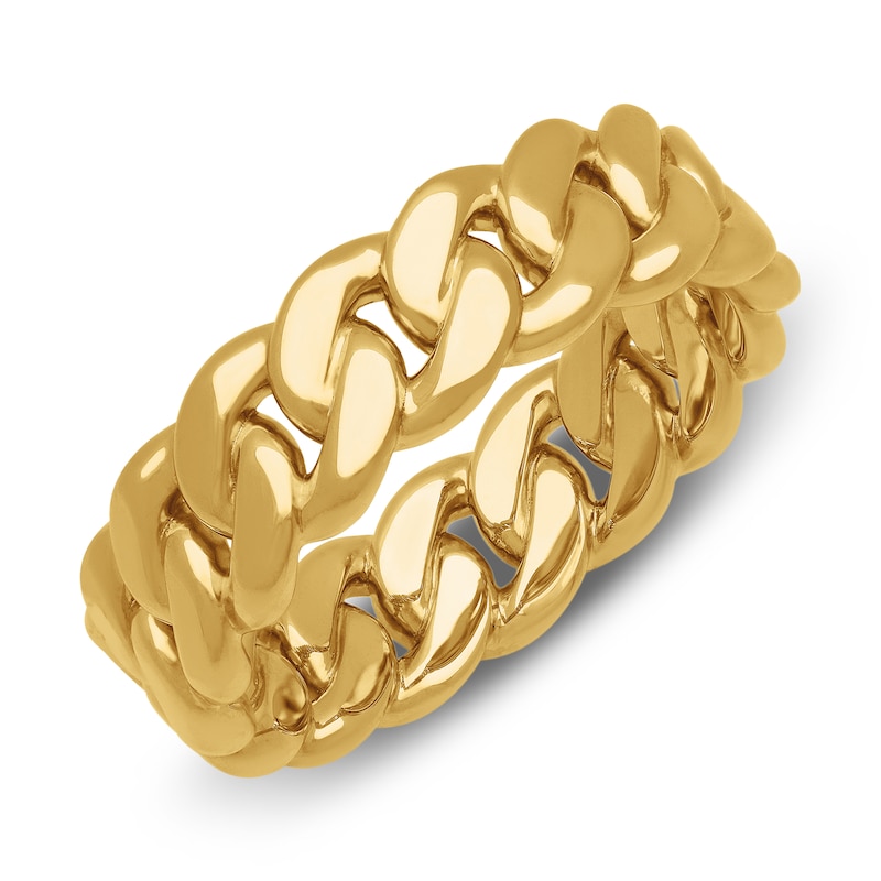 Main Image 2 of Men's Cuban Link Wedding Band 14K Yellow Gold 7mm