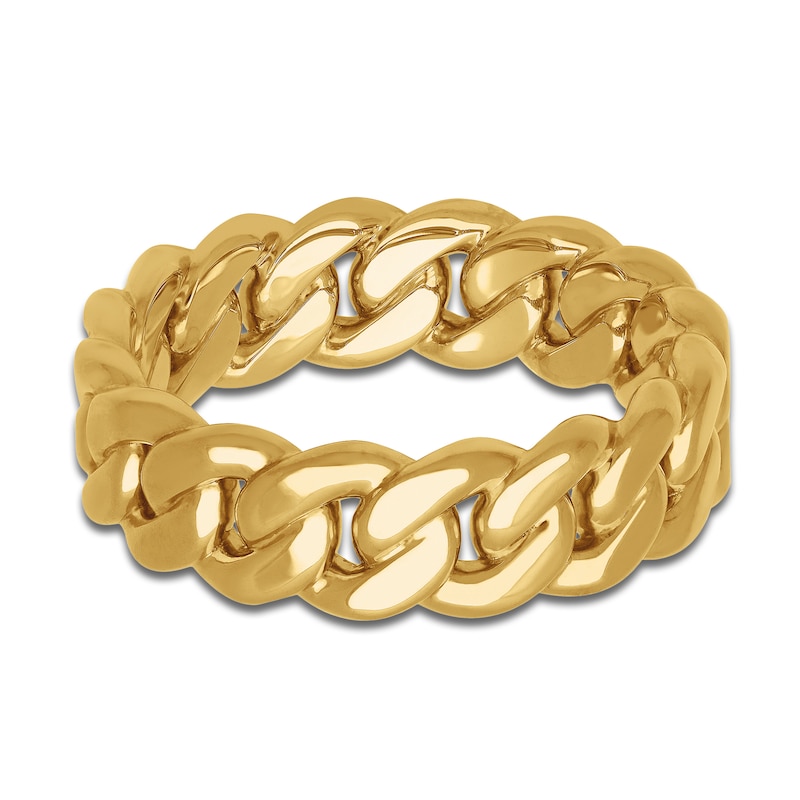 Main Image 3 of Men's Cuban Link Wedding Band 14K Yellow Gold 7mm