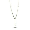 Thumbnail Image 2 of Pear-Shaped & Round-Cut Natural Malachite Y-Drop Necklace 14K Yellow Gold