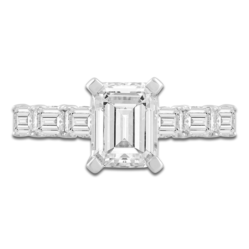 Main Image 3 of Lab-Grown Diamond Emerald-Cut Engagement Ring 4-1/2 ct tw 14K White Gold