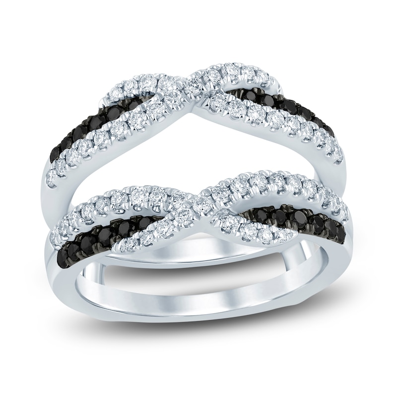 Main Image 1 of Black & White Diamond Crossover Enhancer Ring 3/4 ct tw 14K White Gold