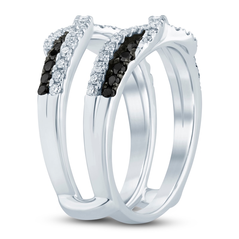 Main Image 2 of Black & White Diamond Crossover Enhancer Ring 3/4 ct tw 14K White Gold