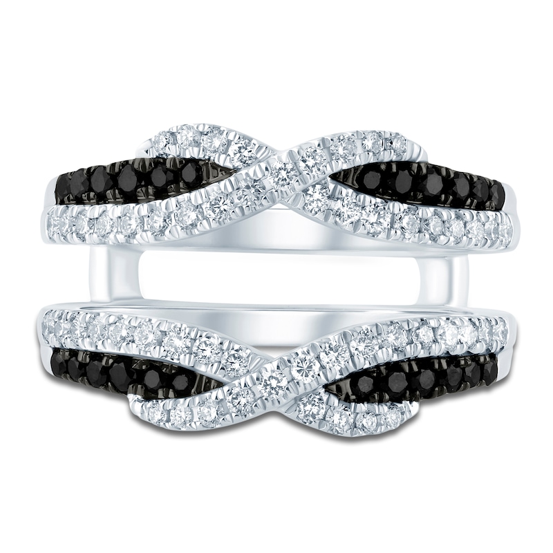 Main Image 3 of Black & White Diamond Crossover Enhancer Ring 3/4 ct tw 14K White Gold