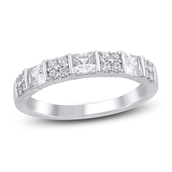 Chosen Certified Princess & Round-Cut Diamond Anniversary Ring 1 ct tw 14K White Gold