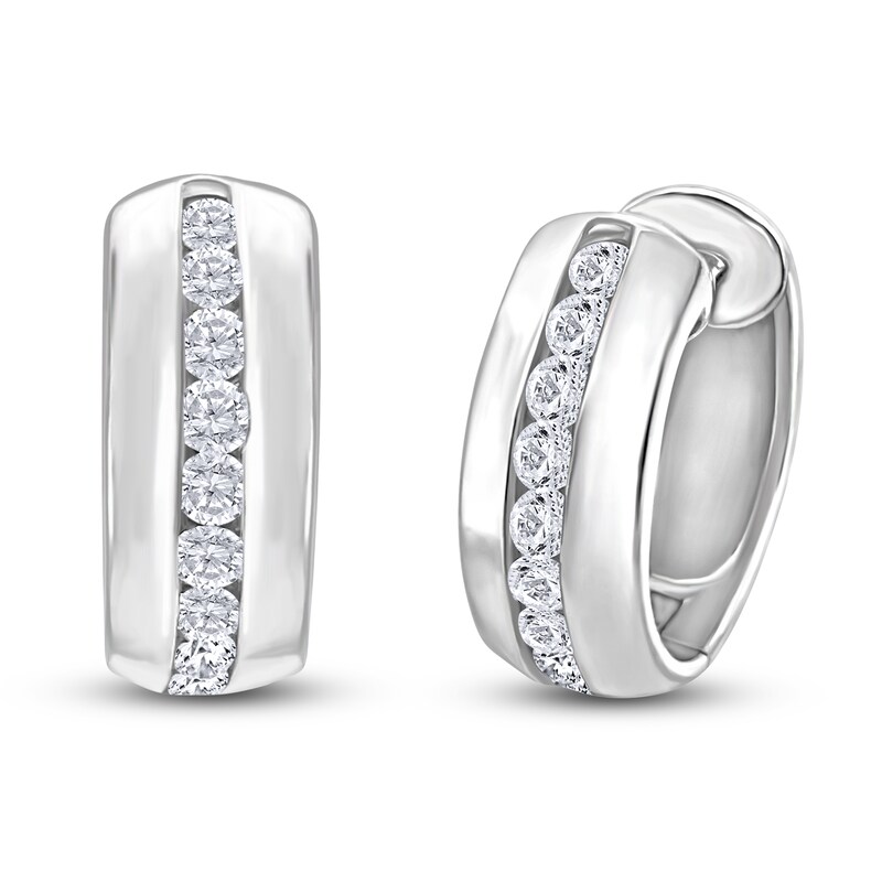 Main Image 2 of Brilliant Moments Diamond Hoop Earrings 1 ct tw 14K White Gold