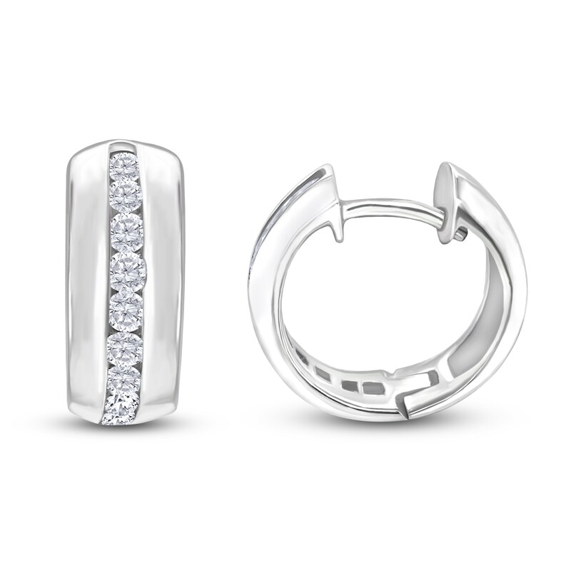Main Image 3 of Brilliant Moments Diamond Hoop Earrings 1 ct tw 14K White Gold