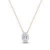Thumbnail Image 1 of Baguette & Round-Cut Multi-Diamond Oval Necklace 1/6 ct tw 14K Yellow Gold 18"