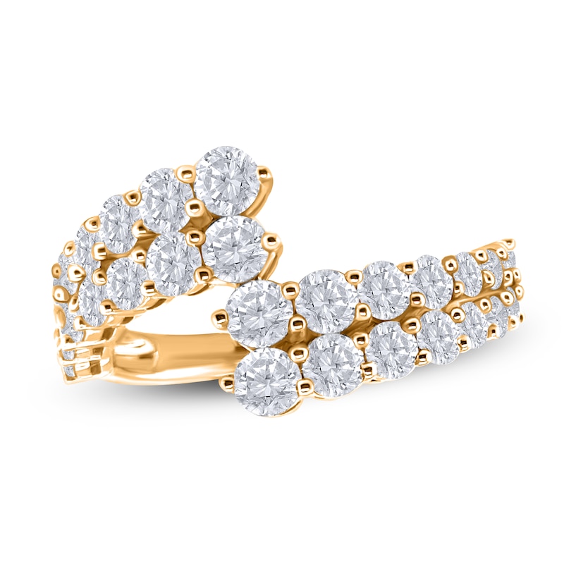 Main Image 1 of Diamond Two-Row Bypass Ring 1-5/8 ct tw 14K Yellow Gold