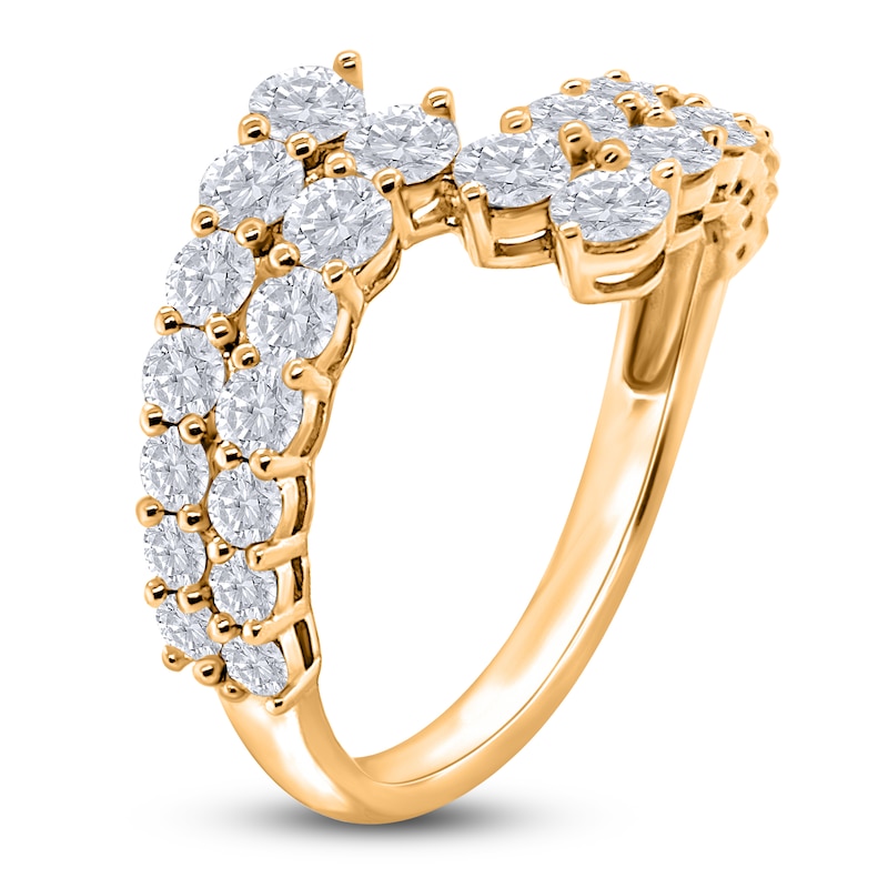 Main Image 3 of Diamond Two-Row Bypass Ring 1-5/8 ct tw 14K Yellow Gold