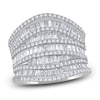 Thumbnail Image 1 of Baguette & Round-Cut Diamond Multi-Row Curve Ring 2 ct tw 14K White Gold