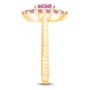 Thumbnail Image 2 of Kallati Oval-Cut Natural Pink Sapphire & Diamond Ring 1/6 ct tw 14K Yellow Gold