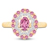 Thumbnail Image 3 of Kallati Oval-Cut Natural Pink Sapphire & Diamond Ring 1/6 ct tw 14K Yellow Gold