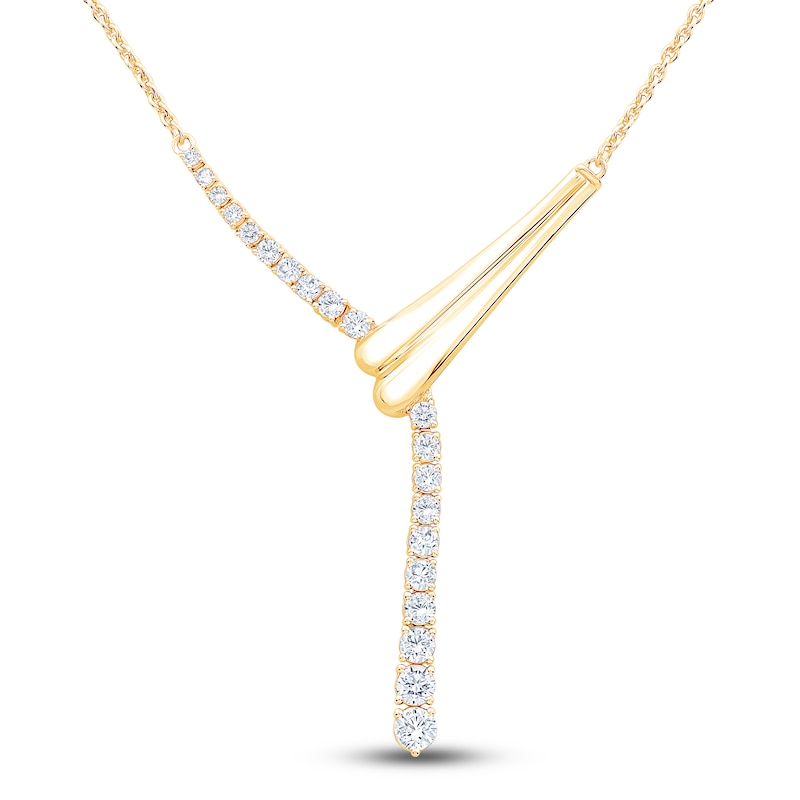 Main Image 1 of Brilliant Moments Diamond Y Necklace 1 ct tw 14K Yellow Gold 18"