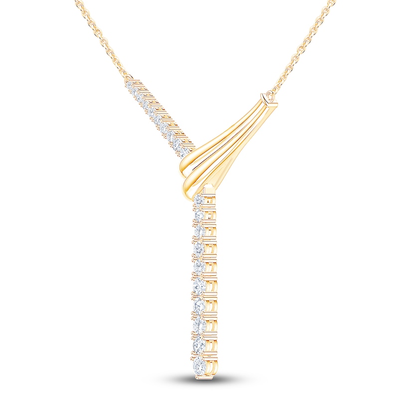 Main Image 3 of Brilliant Moments Diamond Y Necklace 1 ct tw 14K Yellow Gold 18"