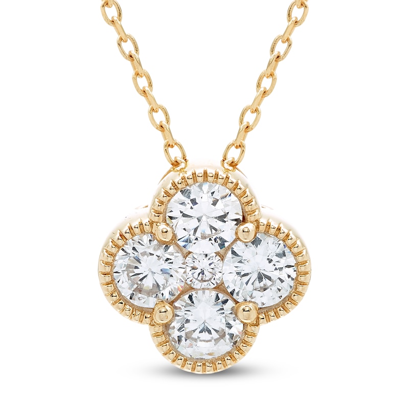 Main Image 1 of Diamond Clover Necklace 1 ct tw 10K Yellow Gold 18"